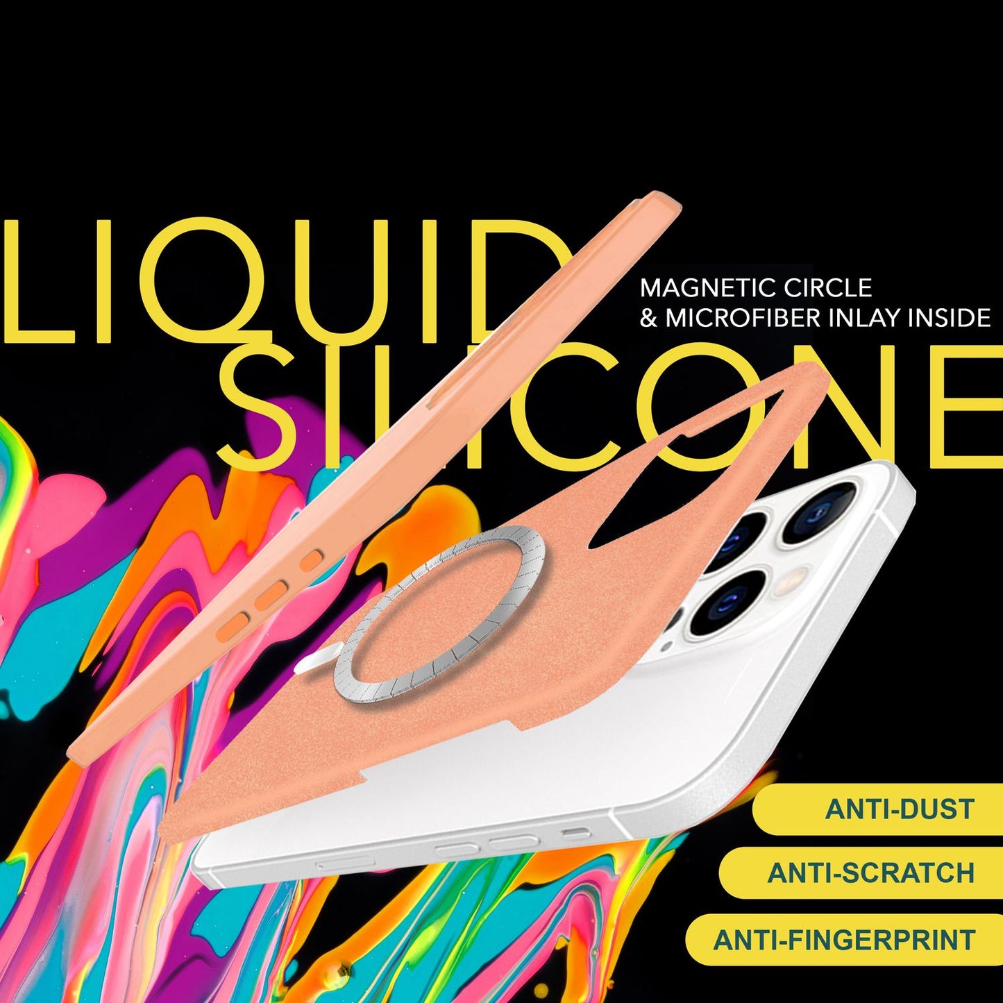 NALIA Magnet Silikonhülle für iPhone 15 Pro – MagSafe kompatibel & Liquid Silicone – SLIQ (Soft-Touch Schutz & Mikrofaser Innen) – Marke aus Berlin