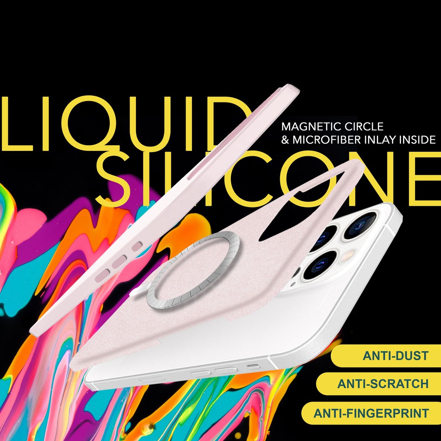 NALIA Magnet Silikonhülle für iPhone 15 Pro – MagSafe kompatibel & Liquid Silicone – SLIQ (Soft-Touch Schutz & Mikrofaser Innen) – Marke aus Berlin