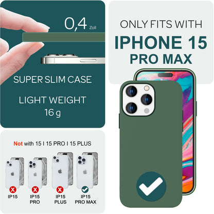 NALIA Magnet Silikonhülle für iPhone 15 Pro Max – MagSafe kompatibel & Liquid Silicone – SLIQ (Soft-Touch Schutz & Mikrofaser Innen) – Marke aus Berlin