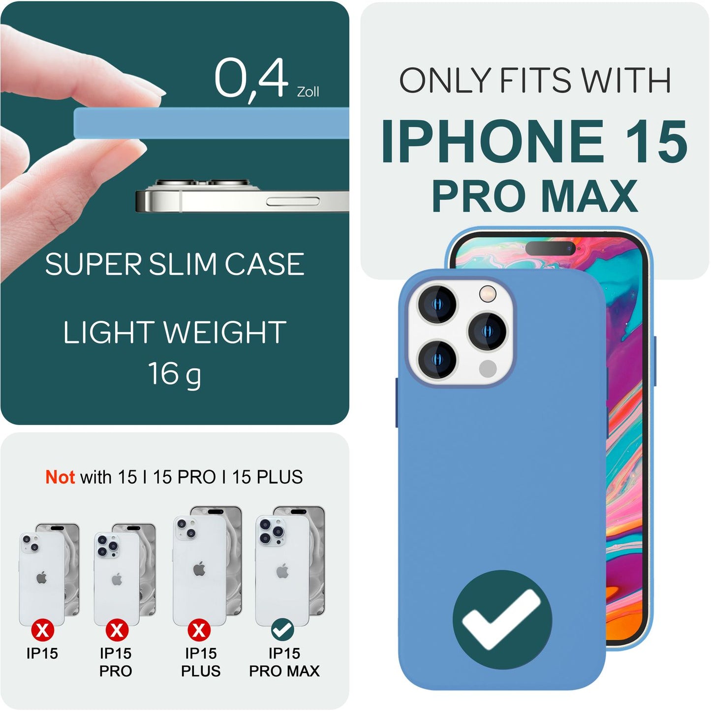 NALIA Magnet Silikonhülle für iPhone 15 Pro Max – MagSafe kompatibel & Liquid Silicone – SLIQ (Soft-Touch Schutz & Mikrofaser Innen) – Marke aus Berlin