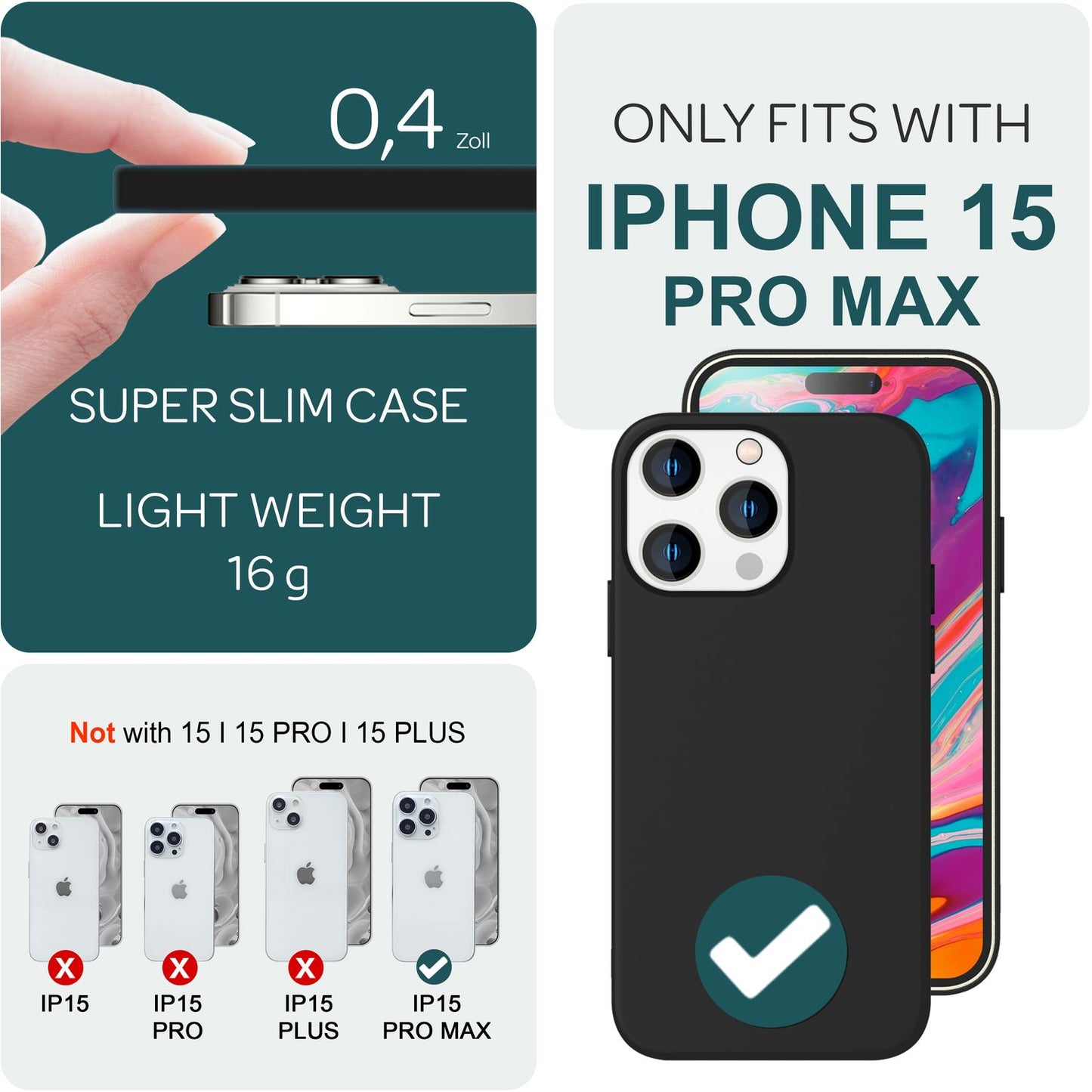 NALIA Magnet Silikonhülle für iPhone 15 Pro Max – MagSafe kompatibel & Liquid Silicone – SLIQ (Soft-Touch Schutz & Mikrofaser Innen) – Marke aus Berlin