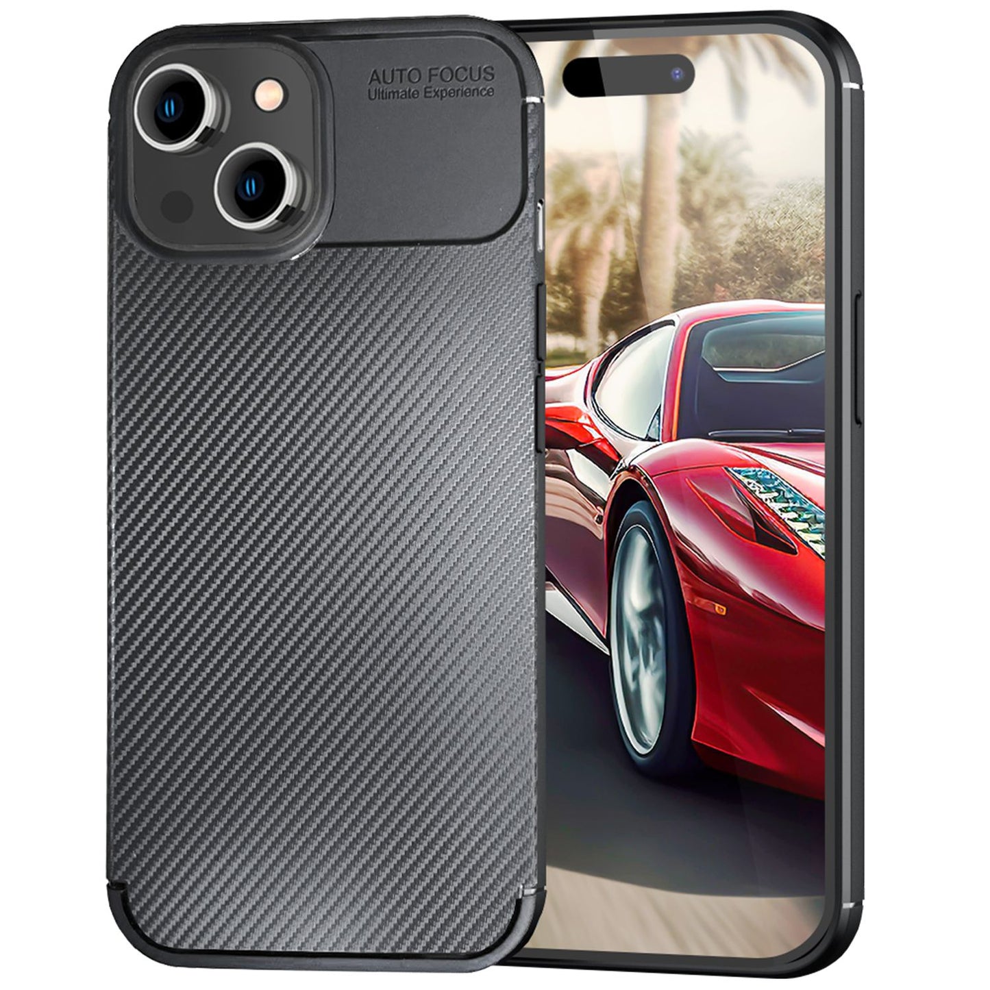 NALIA Silikonhülle für iPhone 15 – Rutschfest & Matt – VORTEX (Gebürstete Optik & Carbon Design) – Marke aus Berlin