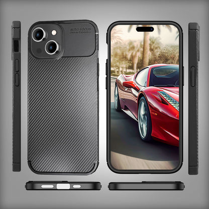 NALIA Silikonhülle für iPhone 15 – Rutschfest & Matt – VORTEX (Gebürstete Optik & Carbon Design) – Marke aus Berlin