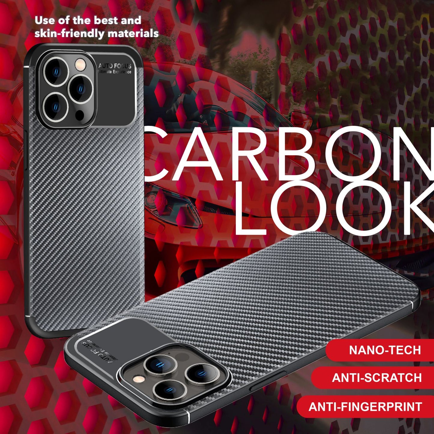 NALIA Silikonhülle für iPhone 15 Pro – Rutschfest & Matt – VORTEX (Gebürstete Optik & Carbon Design) – Marke aus Berlin