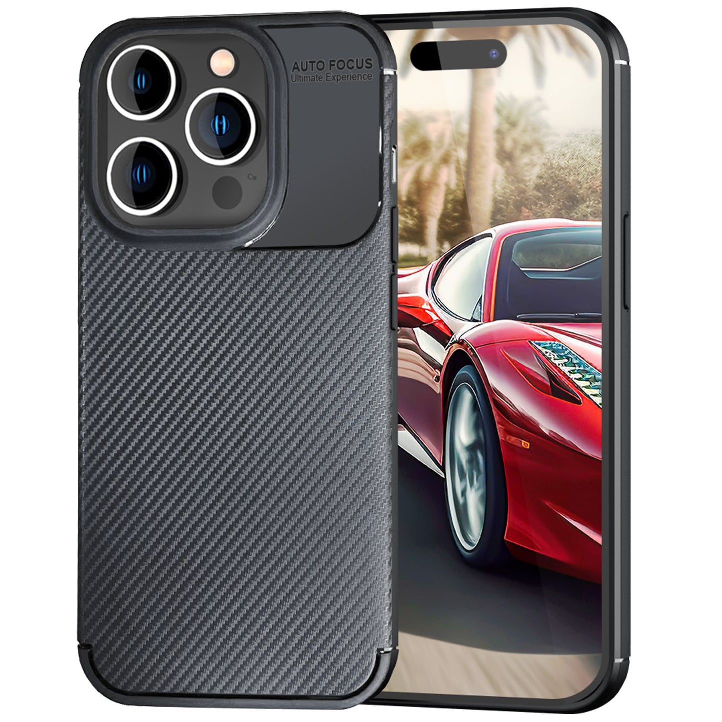 NALIA Silikonhülle für iPhone 15 Pro Max – Rutschfest & Matt – VORTEX (Gebürstete Optik & Carbon Design) – Marke aus Berlin