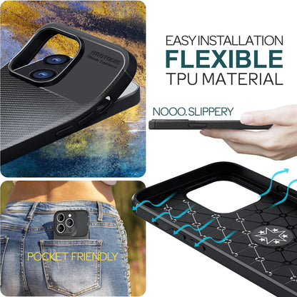 NALIA Silikonhülle für iPhone 15 Pro Max – Rutschfest & Matt – VORTEX (Gebürstete Optik & Carbon Design) – Marke aus Berlin