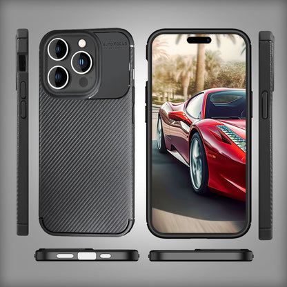 NALIA Silikonhülle für iPhone 15 Pro Max – Rutschfest & Matt – VORTEX (Gebürstete Optik & Carbon Design) – Marke aus Berlin
