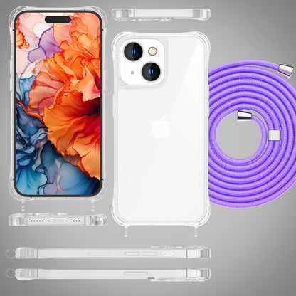 NALIA Handykette für iPhone 15 – Transparentes Hybrid-Case & Band – HANGIT PRO (Anti-Gelb Rückseite & Verstellbar) – Marke aus Berlin