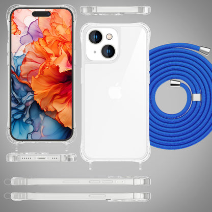 NALIA Handykette für iPhone 15 Plus – Transparentes Hybrid-Case & Band – HANGIT PRO (Anti-Gelb Rückseite & Verstellbar) – Marke aus Berlin
