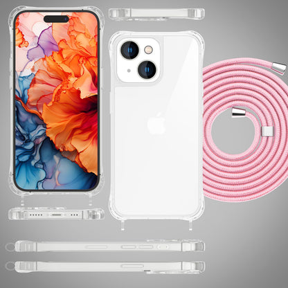 NALIA Handykette für iPhone 15 Plus – Transparentes Hybrid-Case & Band – HANGIT PRO (Anti-Gelb Rückseite & Verstellbar) – Marke aus Berlin