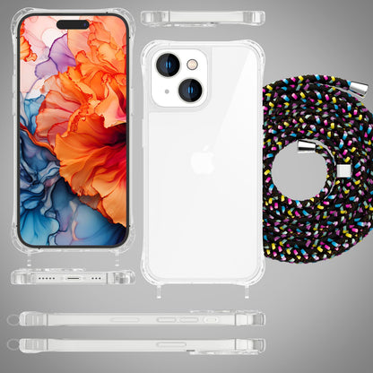 NALIA Handykette für iPhone 15 Plus – Transparentes Hybrid-Case & Band – HANGIT PRO (Anti-Gelb Rückseite & Verstellbar) – Marke aus Berlin