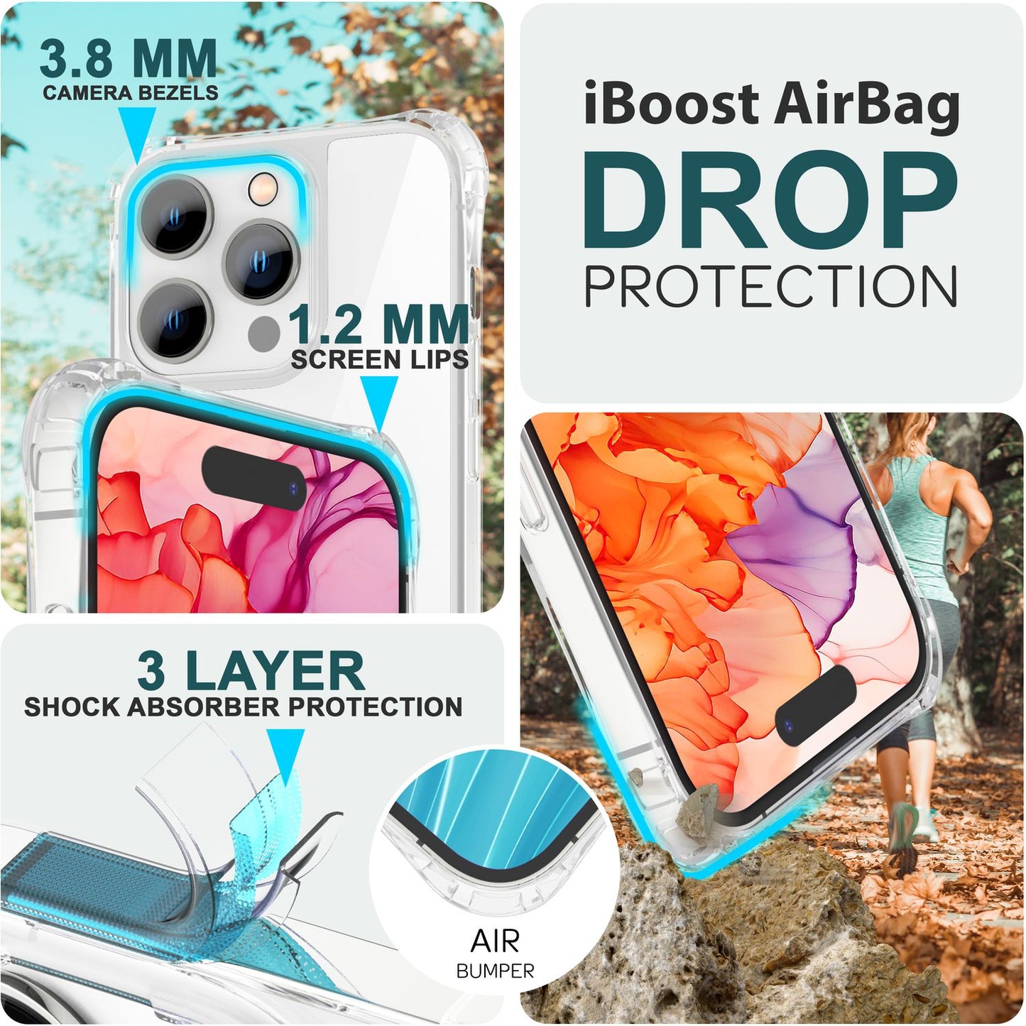 NALIA Handykette für iPhone 15 Pro – Transparentes Hybrid-Case & Band – HANGIT PRO (Anti-Gelb Rückseite & Verstellbar) – Marke aus Berlin