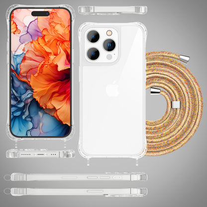 NALIA Handykette für iPhone 15 Pro – Transparentes Hybrid-Case & Band – HANGIT PRO (Anti-Gelb Rückseite & Verstellbar) – Marke aus Berlin