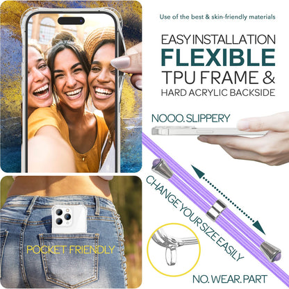 NALIA Handykette für iPhone 15 Pro Max – Transparentes Hybrid-Case & Band – HANGIT PRO (Anti-Gelb Rückseite & Verstellbar) – Marke aus Berlin