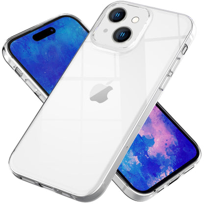 NALIA Transparente Silikonhülle für iPhone 15 Plus – Anti-Gelb & Rutschfest – GLAZE (Handyhülle Kristallklar, Schlank & Stoßfest) – Marke aus Berlin