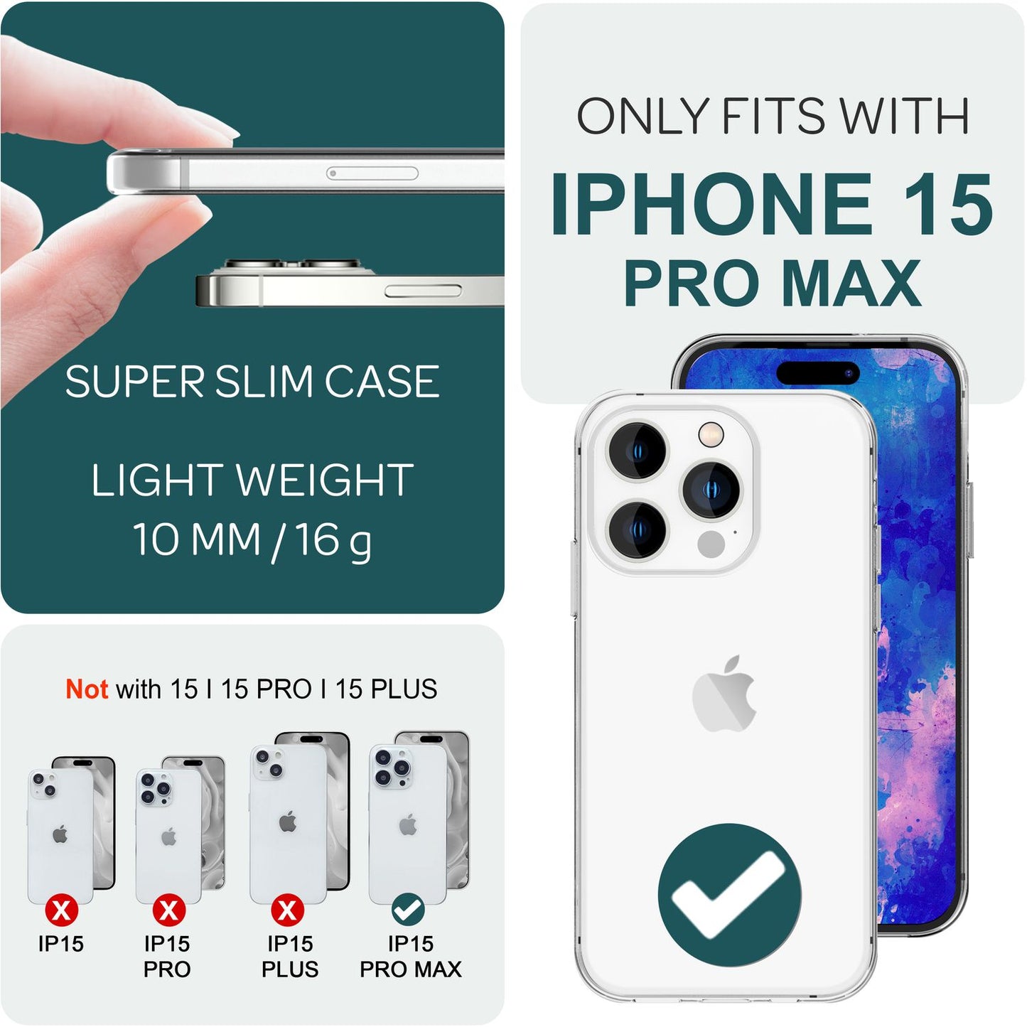 NALIA Transparente Silikonhülle für iPhone 15 Pro Max – Anti-Gelb & Rutschfest – GLAZE (Handyhülle Kristallklar, Schlank & Stoßfest) – Marke aus Berlin