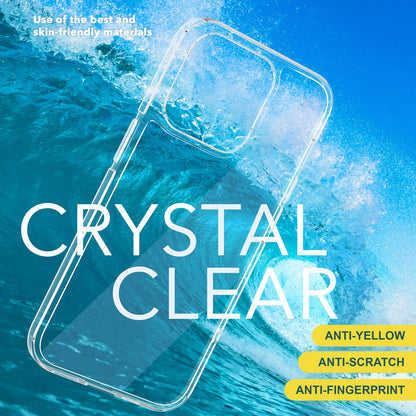 NALIA Transparente Hülle für iPhone 15 Plus – Anti-Gelb & Stoßfest – BLYSS (Rückseite in Glas-Optik) – Marke aus Berlin