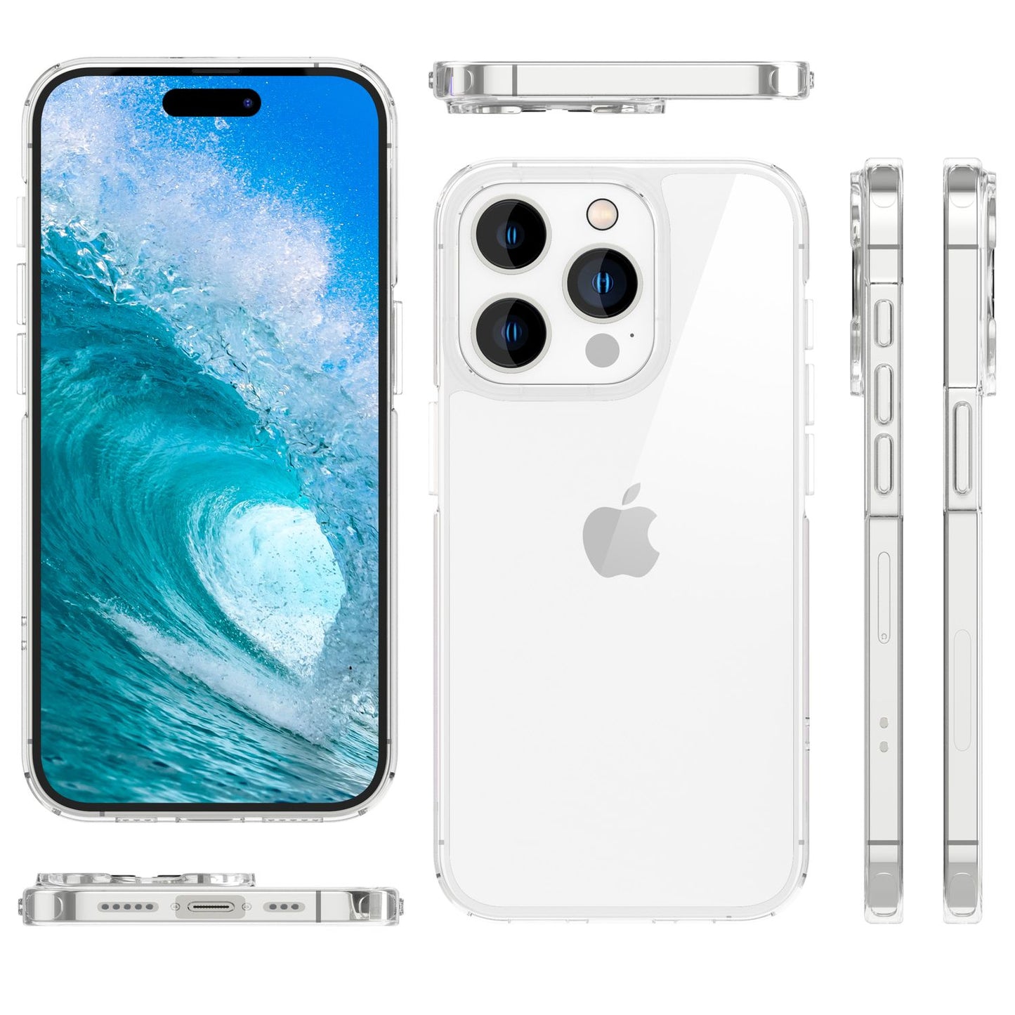 NALIA Transparente Hülle für iPhone 15 Pro – Anti-Gelb & Stoßfest – BLYSS (Rückseite in Glas-Optik) – Marke aus Berlin