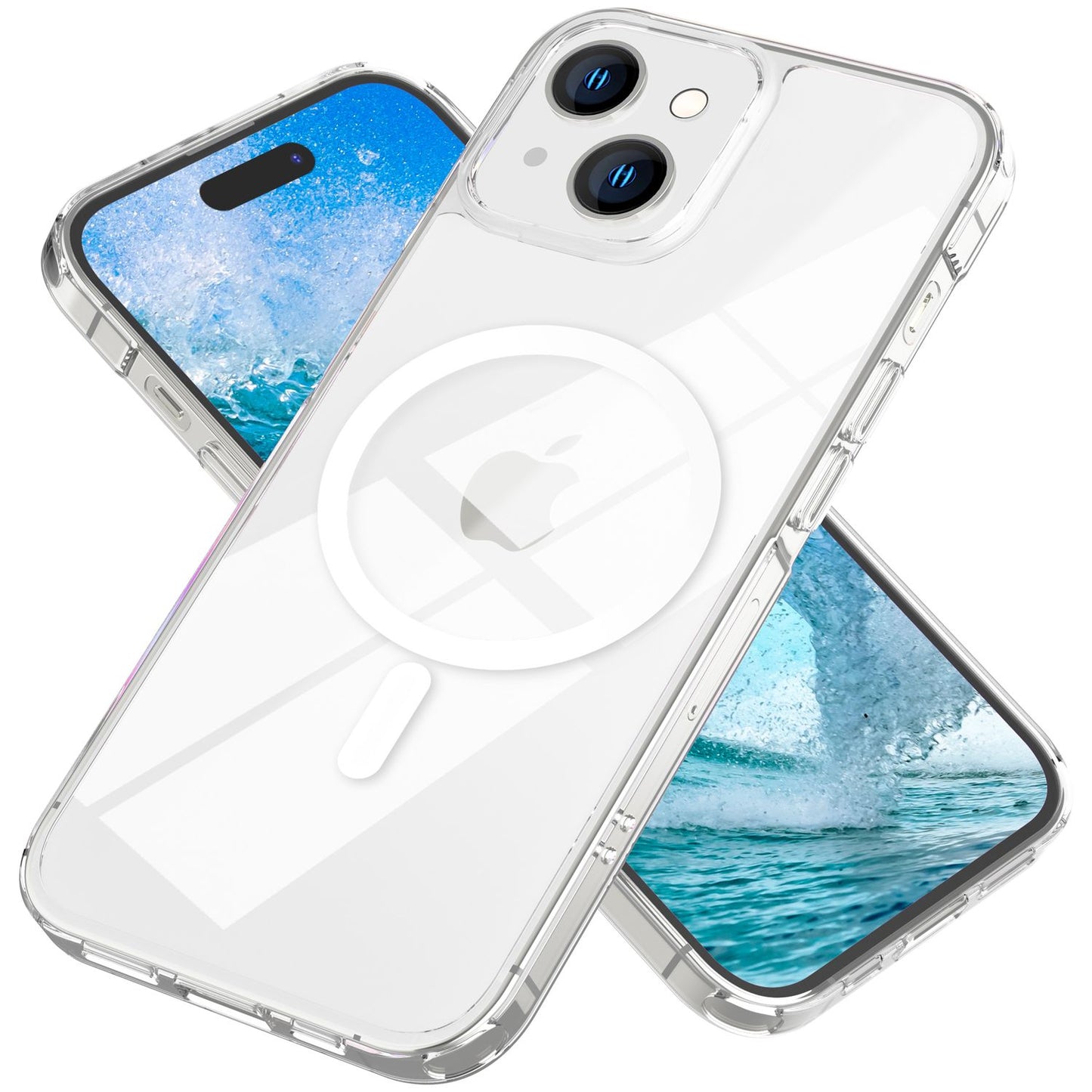 NALIA Transparentes Magnet Case für iPhone 15 Plus – MagPower System (MagSafe kompatibel) – LUMEX (Edle Glas-Optik, aber unzerbrechlich) – Marke aus Berlin