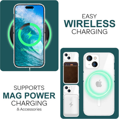 NALIA Transparentes Magnet Case für iPhone 15 Plus – MagPower System (MagSafe kompatibel) – LUMEX (Edle Glas-Optik, aber unzerbrechlich) – Marke aus Berlin