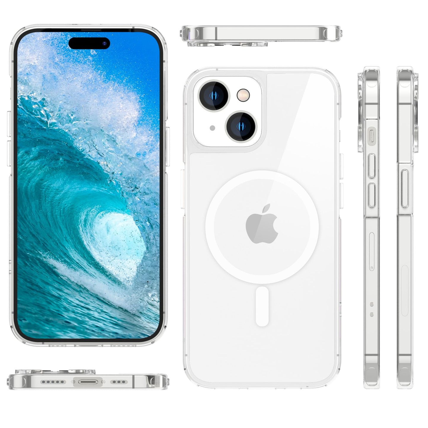 NALIA Transparentes Magnet Case für iPhone 15 Plus – MagPower System (MagSafe kompatibel) – LUMEX (Edle Glas-Optik, aber unzerbrechlich) – Marke aus Berlin