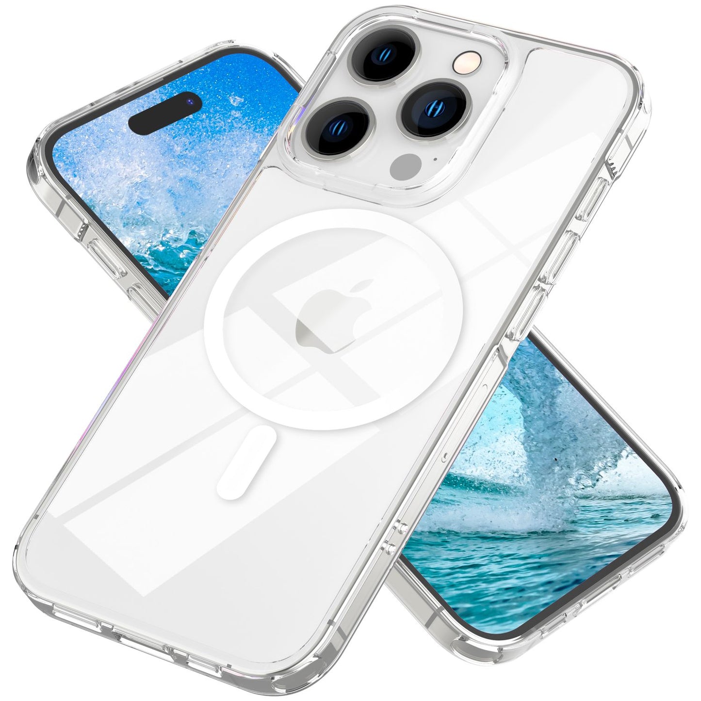 NALIA Transparentes Magnet Case für iPhone 15 Pro – MagPower System (MagSafe kompatibel) – LUMEX (Edle Glas-Optik, aber unzerbrechlich) – Marke aus Berlin