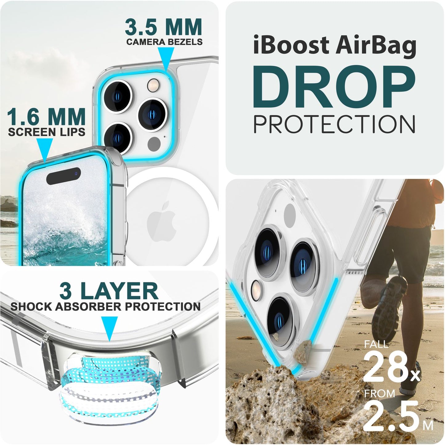 NALIA Transparentes Magnet Case für iPhone 15 Pro – MagPower System (MagSafe kompatibel) – LUMEX (Edle Glas-Optik, aber unzerbrechlich) – Marke aus Berlin
