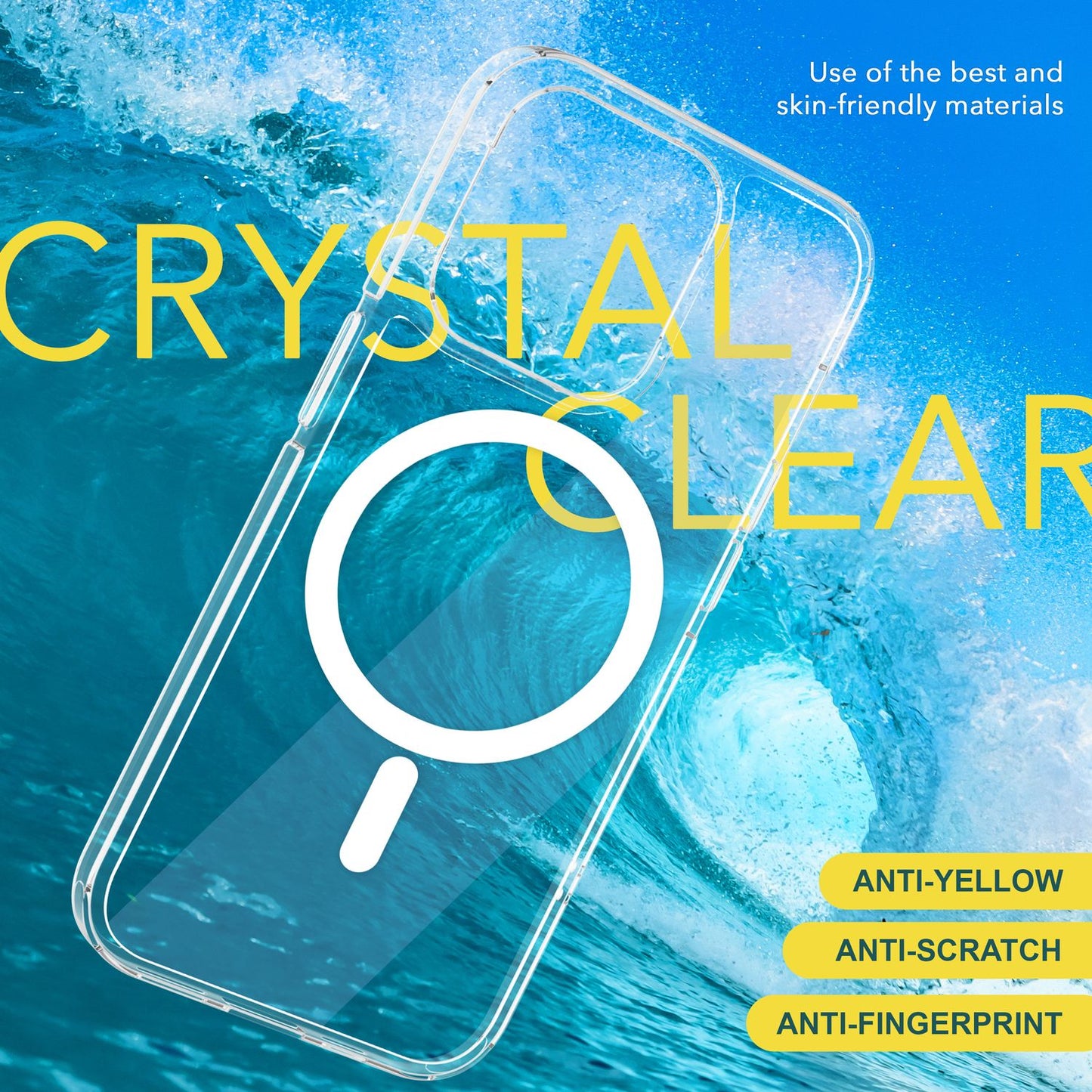 NALIA Transparentes Magnet Case für iPhone 15 Pro – MagPower System (MagSafe kompatibel) – LUMEX (Edle Glas-Optik, aber unzerbrechlich) – Marke aus Berlin
