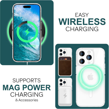 NALIA Transparentes Magnet Case für iPhone 15 Pro Max – MagPower System (MagSafe kompatibel) – LUMEX (Edle Glas-Optik, aber unzerbrechlich) – Marke aus Berlin