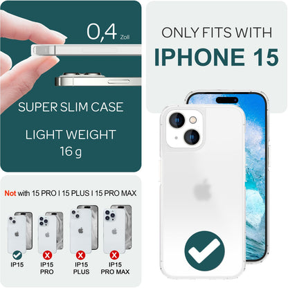 NALIA Matt-Transparentes Case für iPhone 15 – Milchglas-Optik & Anti-Fingerprint – NYTE (Stoßfest, Harte Rückseite & Silikon Bumper) – Marke aus Berlin