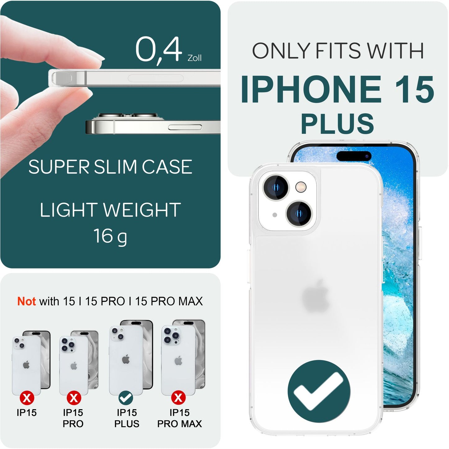 NALIA Matt-Transparentes Case für iPhone 15 Plus – Milchglas-Optik & Anti-Fingerprint – NYTE (Stoßfest, Harte Rückseite & Silikon Bumper) – Marke aus Berlin