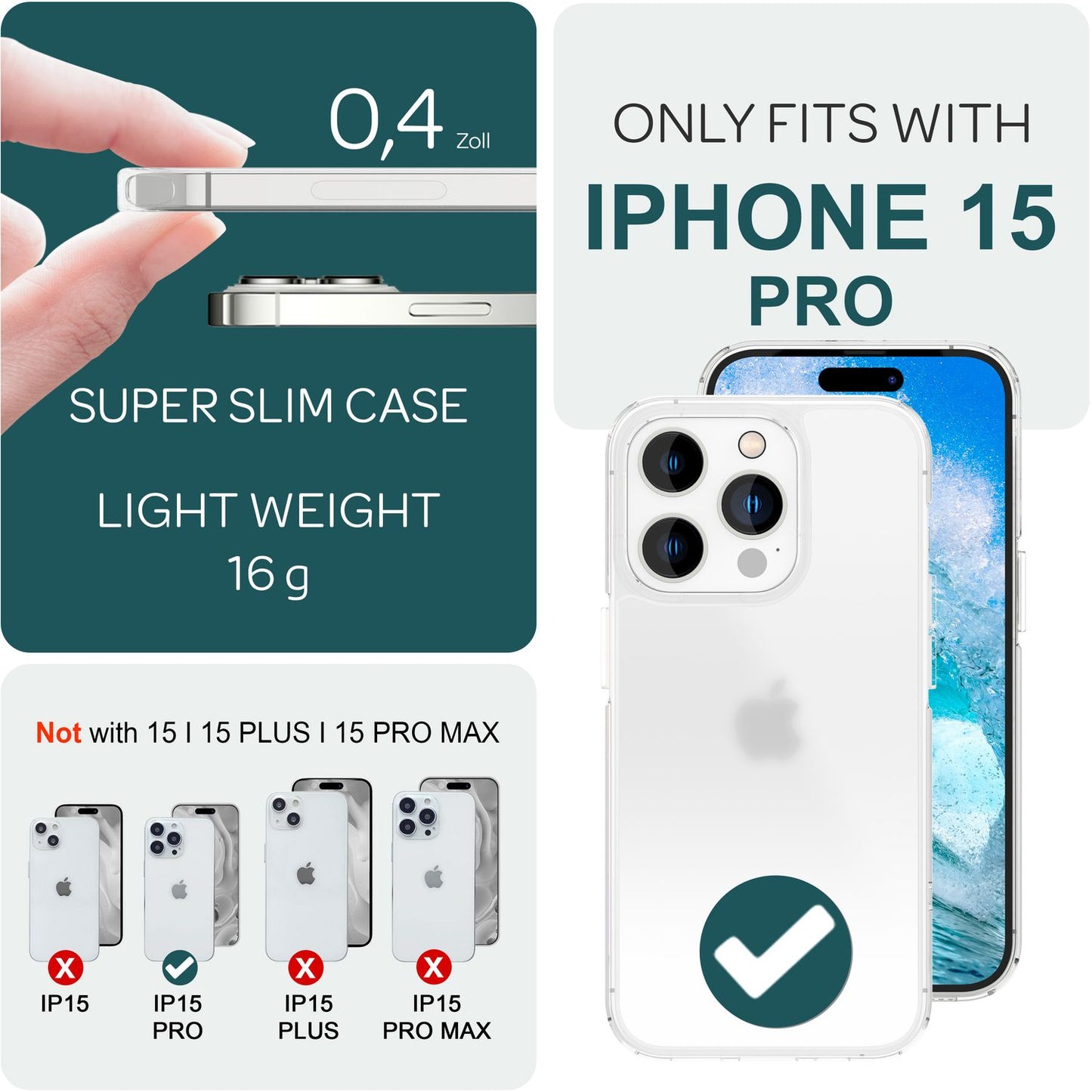 NALIA Matt-Transparentes Case für iPhone 15 Pro – Milchglas-Optik & Anti-Fingerprint – NYTE (Stoßfest, Harte Rückseite & Silikon Bumper) – Marke aus Berlin