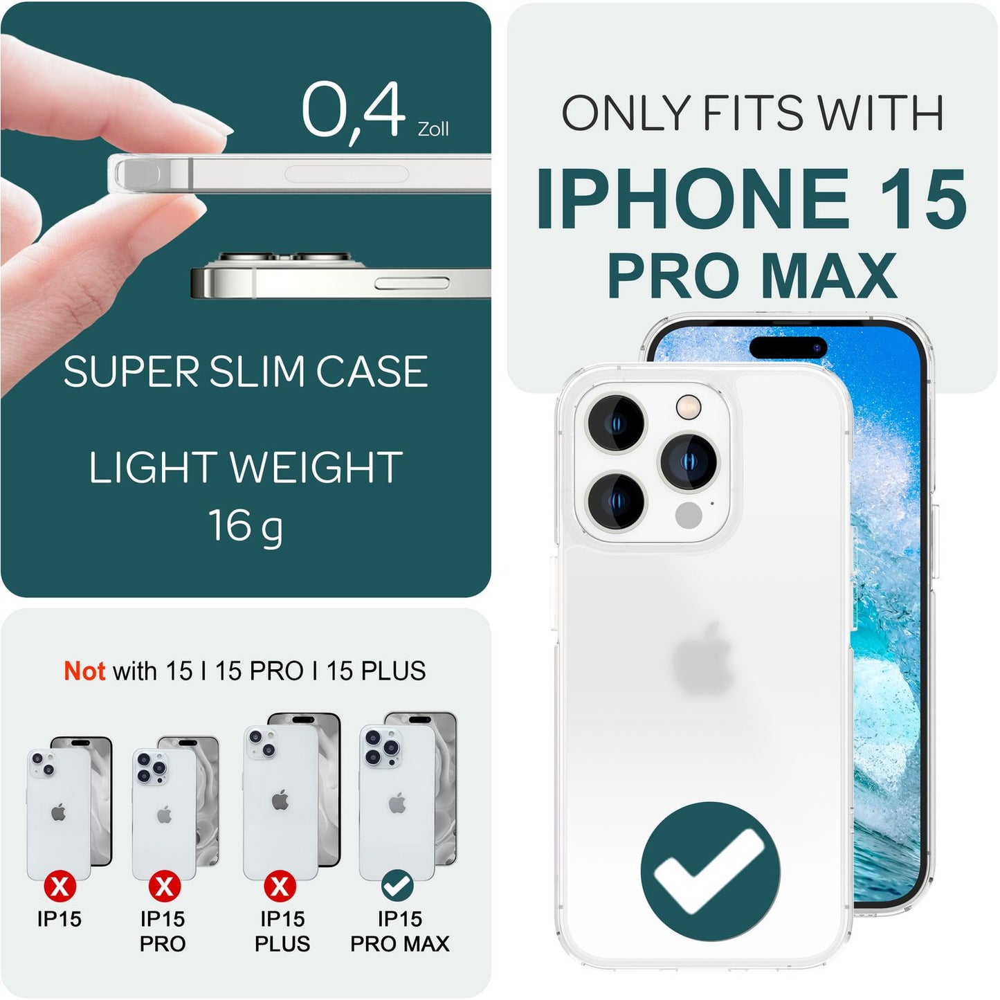 NALIA Matt-Transparentes Case für iPhone 15 Pro Max – Milchglas-Optik & Anti-Fingerprint – NYTE (Stoßfest, Harte Rückseite & Silikon Bumper) – Marke aus Berlin