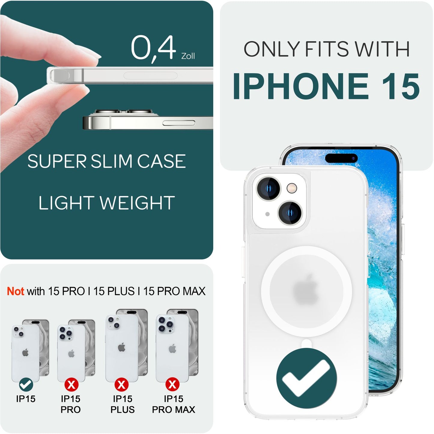 NALIA Mattes Magnet Case für iPhone 15 – MagSafe kompatibel – ONYX (Edle Milchglas-Optik, Anti-Fingerprint & Grip) – Marke aus Berlin