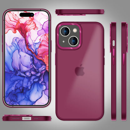 NALIA Matte Handyhülle für iPhone 15 Plus – Stoßfester Silikon-Rahmen & Semi-Transparent – FUZION (Anti-Fingerprint Case) – Marke aus Berlin