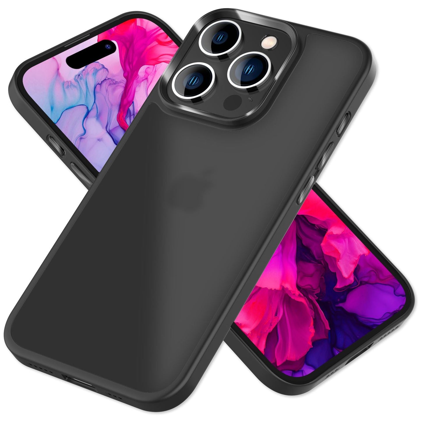 NALIA Matte Handyhülle für iPhone 15 Pro – Stoßfester Silikon-Rahmen & Semi-Transparent – FUZION (Anti-Fingerprint Case) – Marke aus Berlin