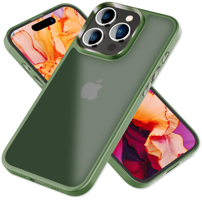 NALIA Matte Handyhülle für iPhone 15 Pro – Stoßfester Silikon-Rahmen & Semi-Transparent – FUZION (Anti-Fingerprint Case) – Marke aus Berlin