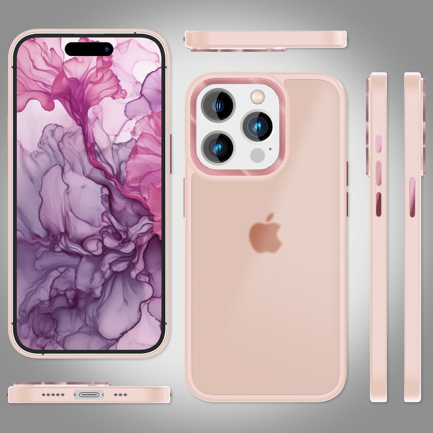 NALIA Matte Handyhülle für iPhone 15 Pro Max – Stoßfester Silikon-Rahmen & Semi-Transparent – FUZION (Anti-Fingerprint Case) – Marke aus Berlin