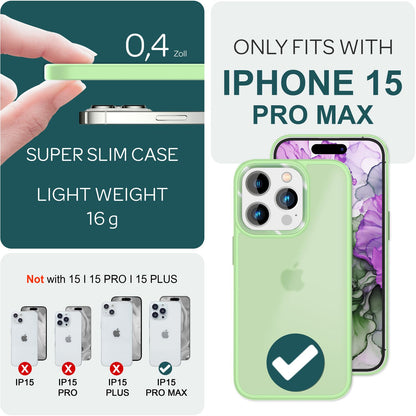 NALIA Matte Handyhülle für iPhone 15 Pro Max – Stoßfester Silikon-Rahmen & Semi-Transparent – FUZION (Anti-Fingerprint Case) – Marke aus Berlin