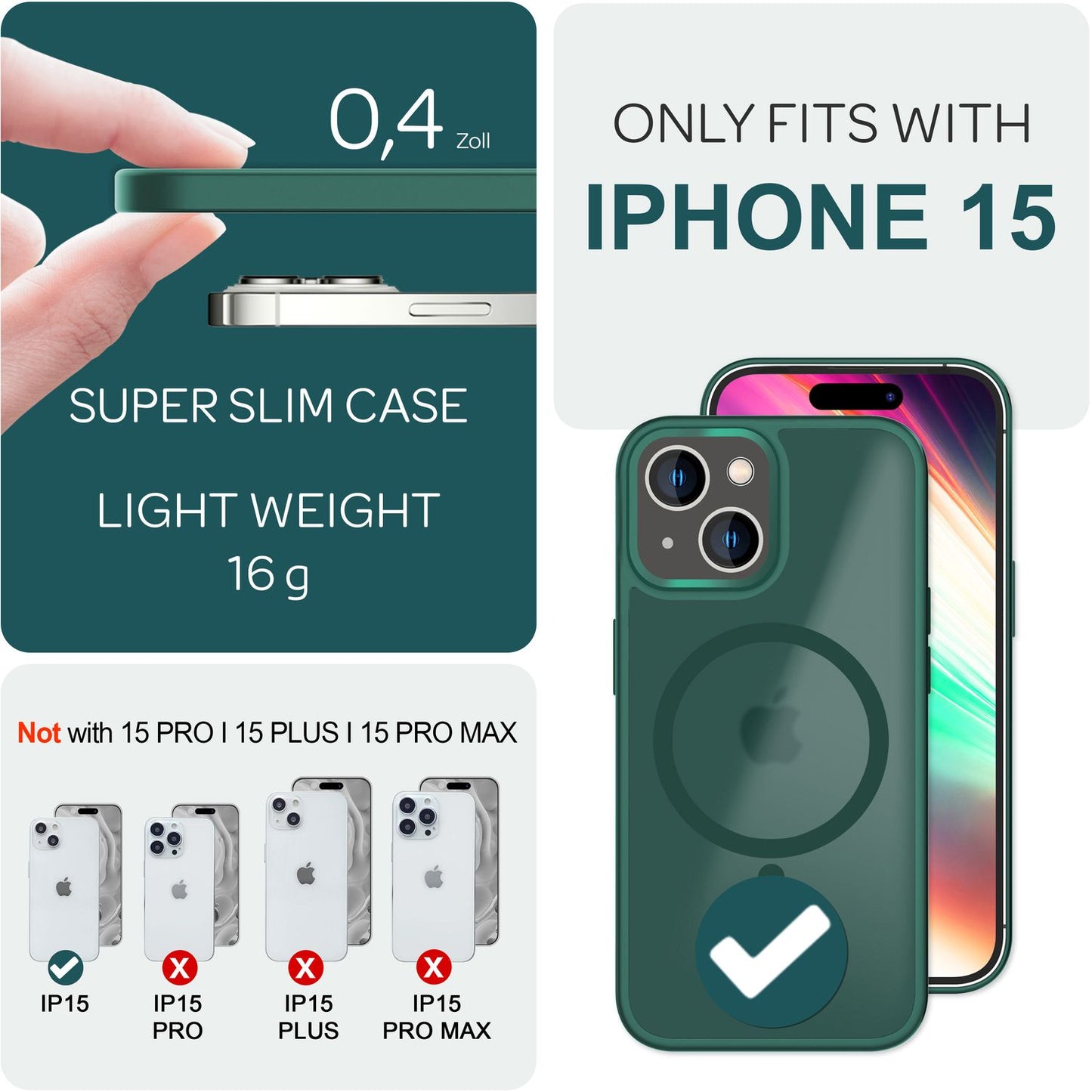 NALIA Magnet-Case für iPhone 15 – Matt-Transparent & MagSafe Kompatibel – MATTEX (Rutschfest, Stoßfest & Anti-Fingerabdruck) – Marke aus Berlin