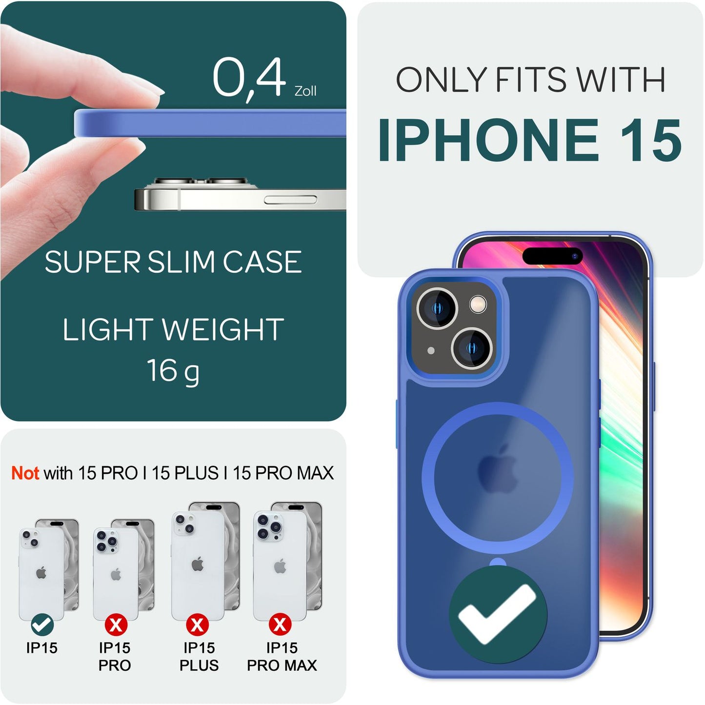 NALIA Magnet-Case für iPhone 15 – Matt-Transparent & MagSafe Kompatibel – MATTEX (Rutschfest, Stoßfest & Anti-Fingerabdruck) – Marke aus Berlin