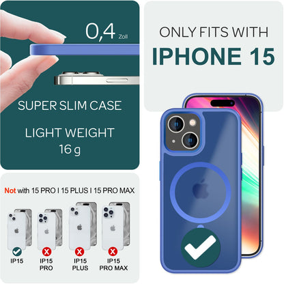NALIA Magnet-Case für iPhone 15 – Matt-Transparent & MagSafe Kompatibel – MATTEX (Rutschfest, Stoßfest & Anti-Fingerabdruck) – Marke aus Berlin