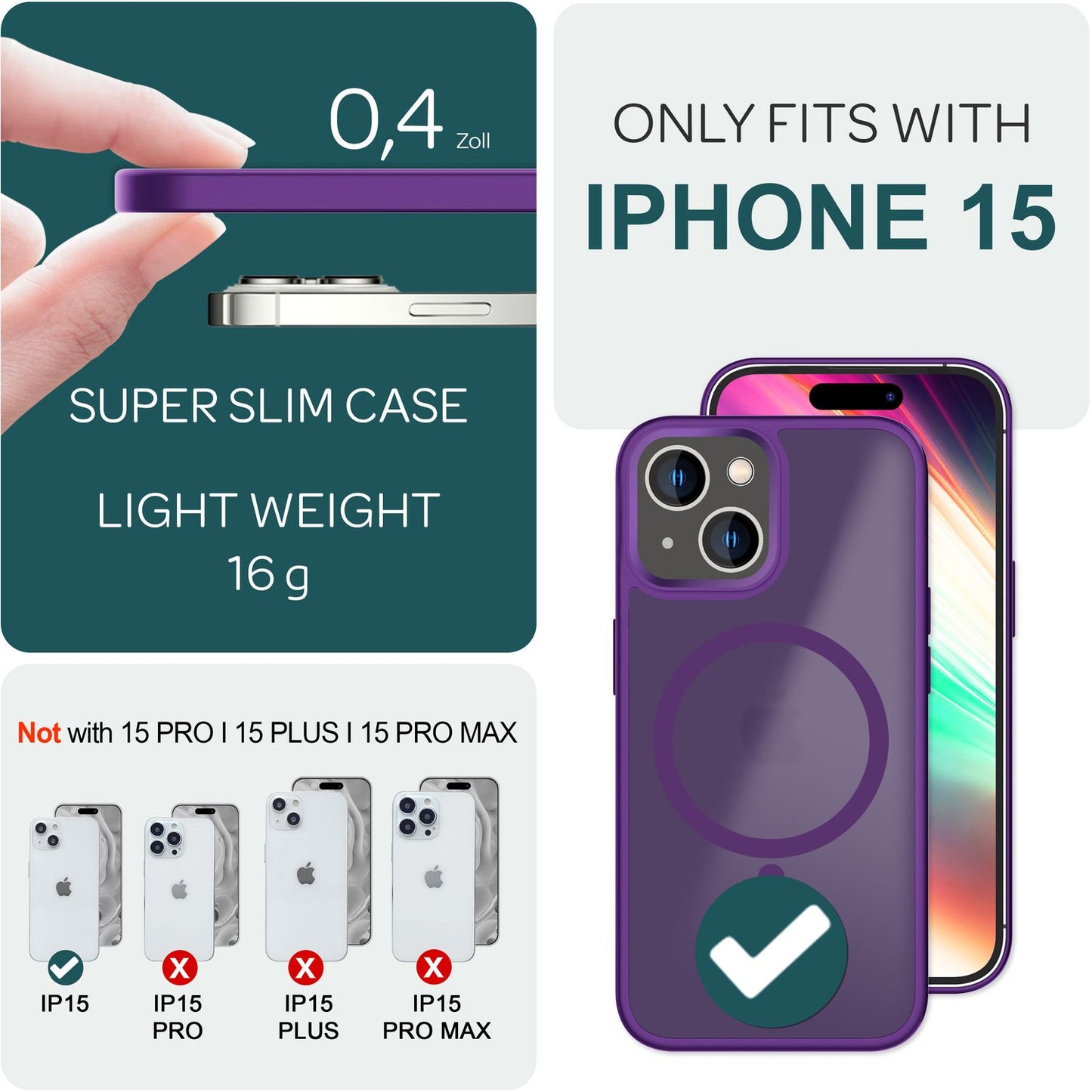 NALIA Magnet-Case für iPhone 15 – Matt-Transparent & MagSafe Kompatibel – MATTEX (Rutschfest, Stoßfest & Anti-Fingerabdruck) – Marke aus Berlin