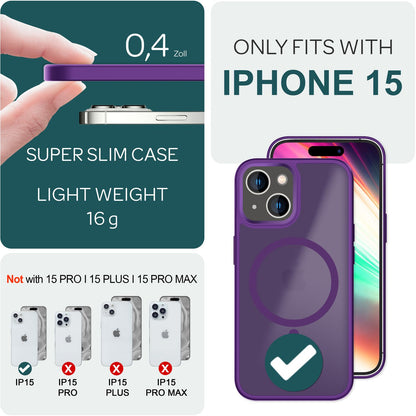 NALIA Magnet-Case für iPhone 15 – Matt-Transparent & MagSafe Kompatibel – MATTEX (Rutschfest, Stoßfest & Anti-Fingerabdruck) – Marke aus Berlin