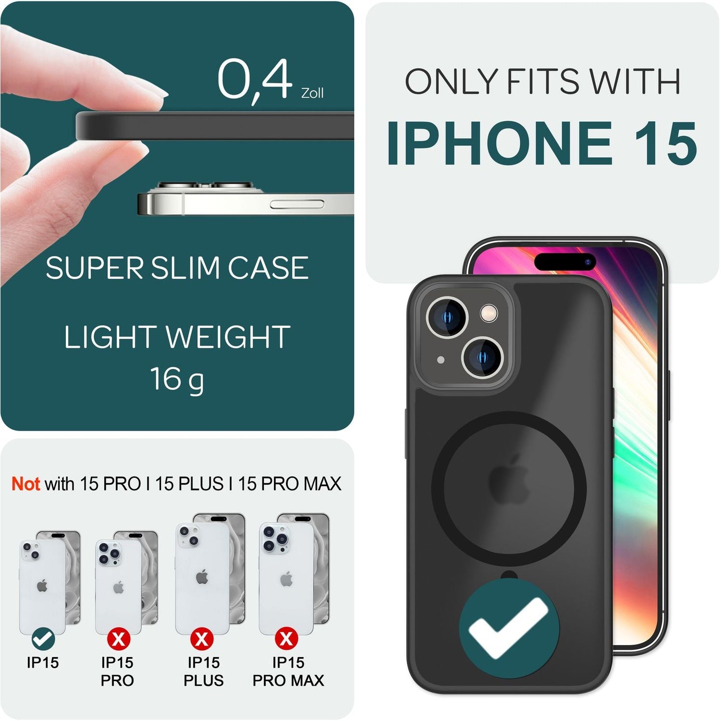 NALIA Magnet-Case für iPhone 15 – Matt-Transparent & MagSafe Kompatibel – MATTEX (Rutschfest, Stoßfest & Anti-Fingerabdruck) – Marke aus Berlin