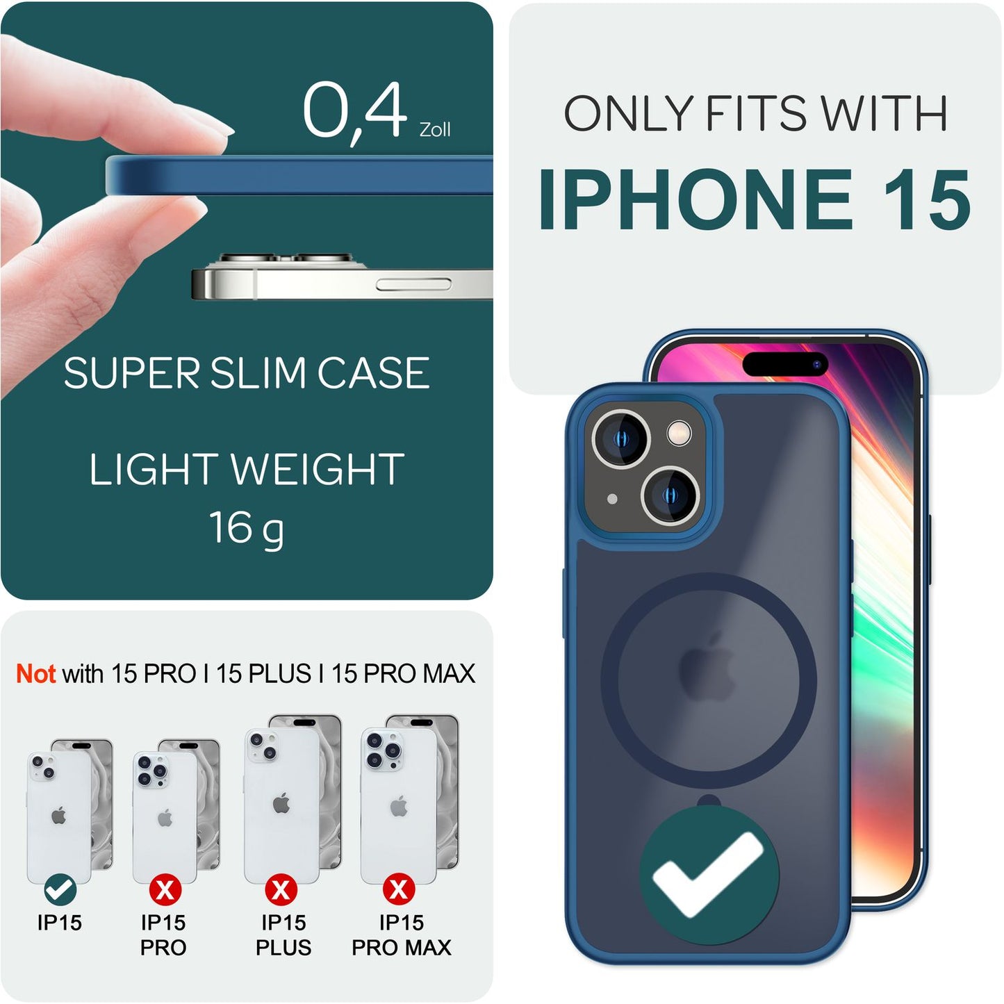NALIA Magnet-Case für iPhone 15 – Matt-Transparent & MagSafe Kompatibel – MATTEX (Rutschfest, Stoßfest & Anti-Fingerabdruck) – Marke aus Berlin