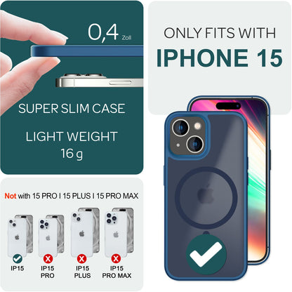 NALIA Magnet-Case für iPhone 15 – Matt-Transparent & MagSafe Kompatibel – MATTEX (Rutschfest, Stoßfest & Anti-Fingerabdruck) – Marke aus Berlin