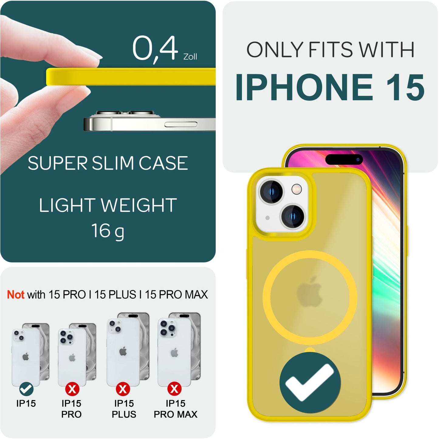 NALIA Magnet-Case für iPhone 15 – Matt-Transparent & MagSafe Kompatibel – MATTEX (Rutschfest, Stoßfest & Anti-Fingerabdruck) – Marke aus Berlin