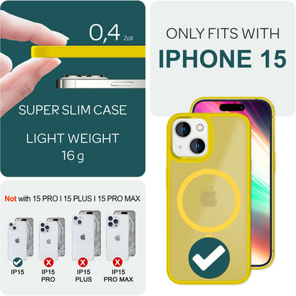 NALIA Magnet-Case für iPhone 15 – Matt-Transparent & MagSafe Kompatibel – MATTEX (Rutschfest, Stoßfest & Anti-Fingerabdruck) – Marke aus Berlin