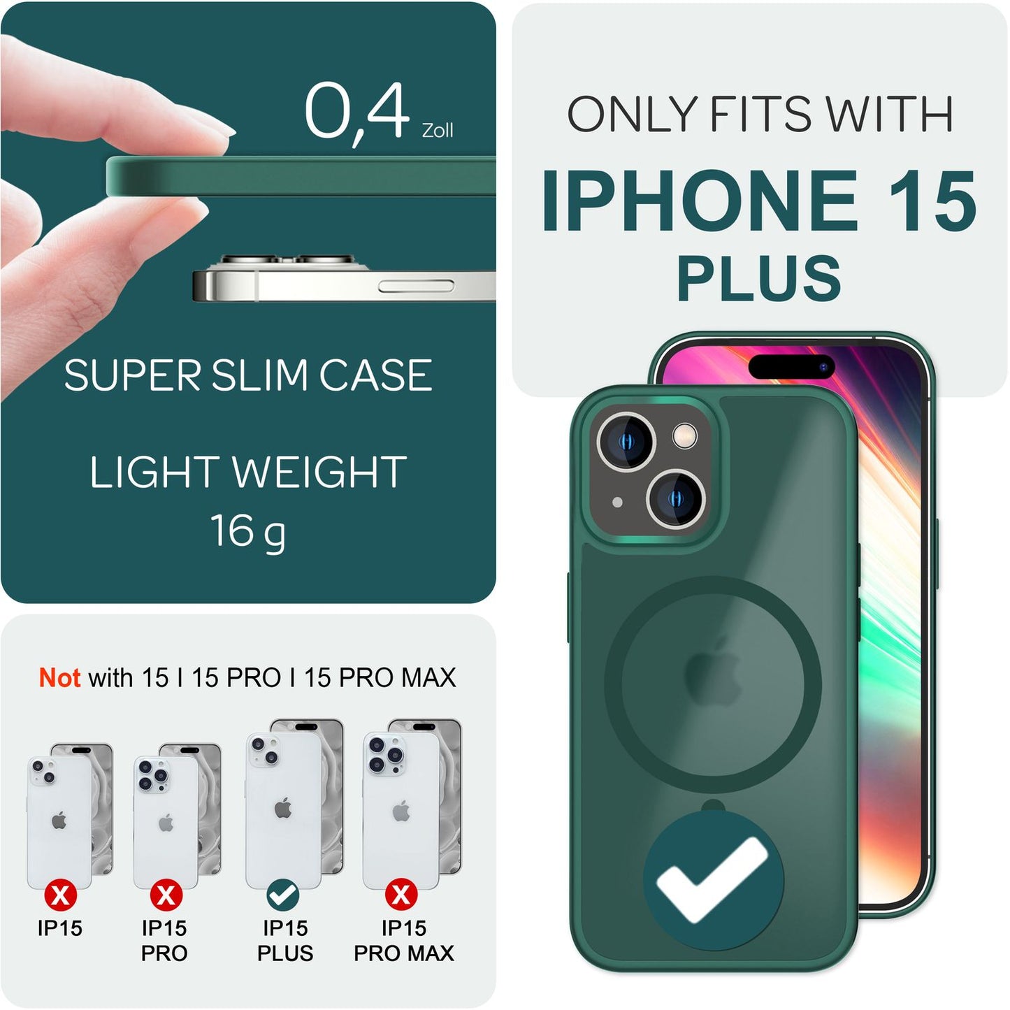 NALIA Magnet-Case für iPhone 15 Plus – Matt-Transparent & MagSafe Kompatibel – MATTEX (Rutschfest, Stoßfest & Anti-Fingerabdruck) – Marke aus Berlin